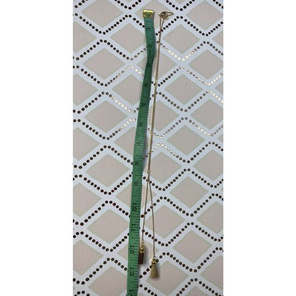 SHIRALEAH New Fringe Delicate Brown Tan Gold-Tone Aerin Necklace NWT - Picture 5 of 5